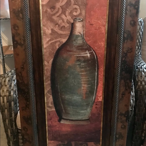 (2 of the Huge vase / pots paintings- Light wt. - 24 wd by l. 47. New condition!